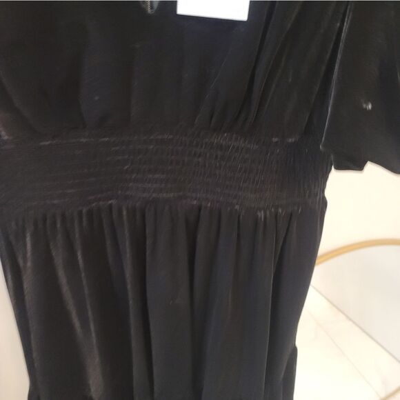 Antonio Melani Thelma Black Bubble Sleeve V-Neck Smocked Waist Tiered Sz 10 New - Picture 4 of 11